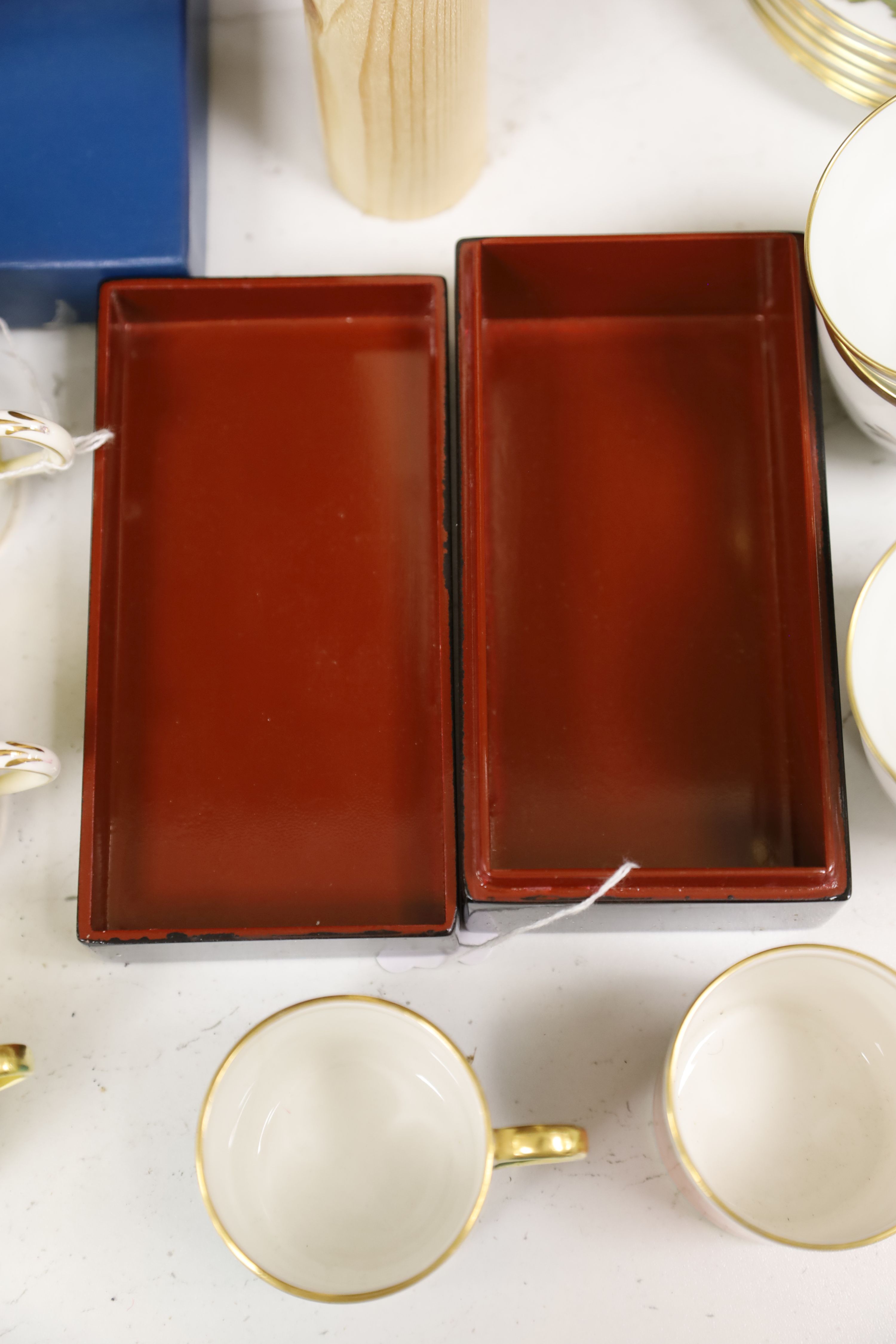 A group of mixed ceramics, including a Wedgwood white-glazed strawberry set,